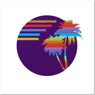 Retrowave Style Palm Trees Posters and Art